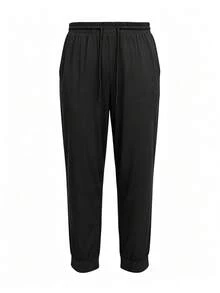 Women's Ice Silk Breathable Sports Pants, High Elasticity Drawstring Joggers, Breathable And Comfortable, Suitable For All Seasons, Plus Size - Black - View 5