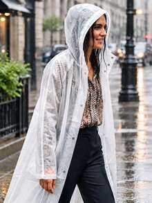 Minimalist Odorless Adult Raincoat, Upgraded Thickened Version, Suitable For Heavy Rain, Foldable, Space-Saving EVA Rain Cape For Travel, Suitable For Daily Commute, Essential Camping Travel Outerwear For Women - Raincoat - View 2
