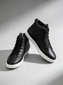 Men's Fashion Minimalist Casual Sports Sneakers, High-Top Athletic Shoes, All-Season - Black and White - View 3