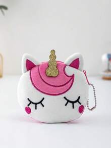 Unicorn Mini Coin Purse, Cute Cartoon Plush Earphone & Data Cable Small Coin Pouch, Kids Storage Wallet, Cartoon Plush Mini Coin Bag Earphone & Data Cable Pouch - Multicolor - View 5