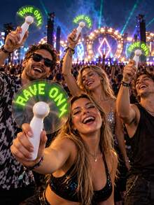 1PC Custom LED Message Fan, Personalized Text Handheld Light Up Fan, Battery Powered Portable Fan For Music Festivals, Raves, Concerts, Nightclubs, Parties & Birthday Gifts - Multicolor - View 4