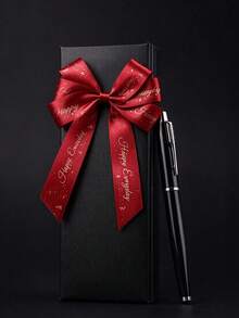 1pc Gift Box Metal Ballpoint Pen, 2 Styles Available (Red / Black Bow), With 2 Refills, Smooth Writing For Business & Office - Multi-color - View 7