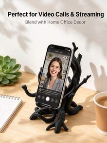 Spooky Twisted Tree Branch Phone Stand, 3D Printed Goth & Halloween Decor Rustic Tree Root Cell Phone Stand,Nature Inspired Desktop Phone Holder,Decorative Phone Mount For Video Calls Streaming,Universal Cellphone Cradle - Multicolor - View 1