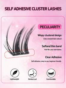 100 Clusters C-Curl Cartoon Style Glue-Free False Eyelashes, DIY Segmented Glue-Free False Eyelashes, Suitable For Beginners, Soft C-Curl Natural Thin Single Cluster Self-Adhesive Eyelashes, Easy To Use, Suitable For Daily And Party Makeup - C - View 4