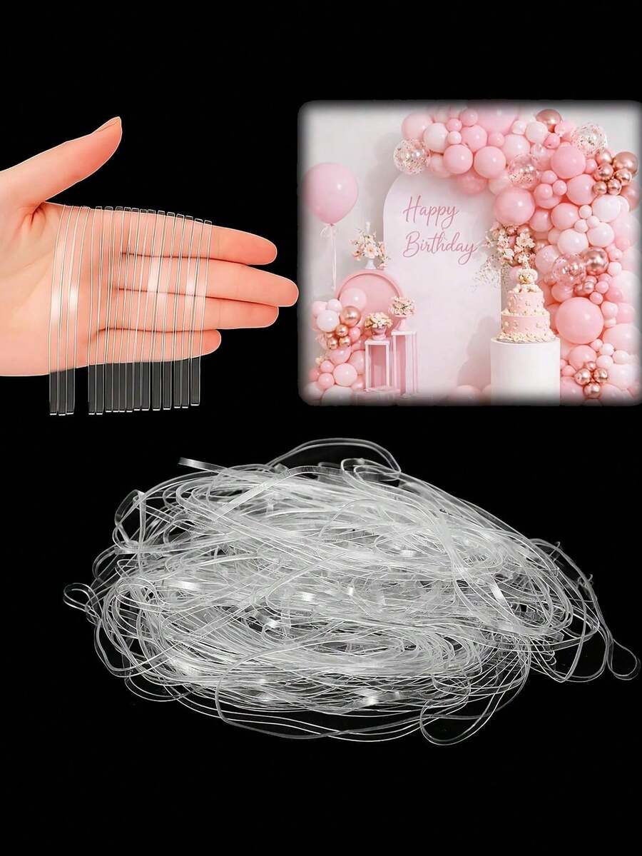 50/20/10p-Transparent Rubber Bands, Bold Size: 5.91 * 0.12 Inches Suitable For Balloon Arch, Balloon Bundling, Crafts, Office And Decoration - Transparent Stretchable Rubber Material, Suitable For Home, Wedding And Decorative Items, Holiday Party Accessories - Default - View 1
