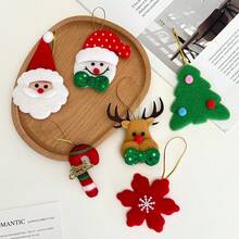 Felt Christmas Tree Hanging Ornament Set, Santa Claus Reindeer Snowman Snowflake Christmas Tree Candy Cane Pendants, Gold Rope Sequin Bow Christmas Tree Decorations, Holiday Home Decor, New Year Gift - Multicolor - View 4