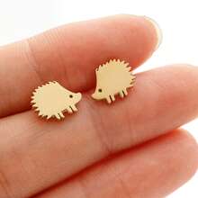 1 Pair Minimalist Hedgehog Earrings Cute Animal Ear Jewelry Tiny Hedgehog Earrings Gift For Animal Lovers - GED365 - View 8