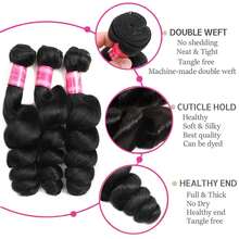 VALLBEST Loose Wave Bundles With 4X4 Lace Closure Human Hair 16 18 20+14 Inch Free Part Loose Deep Wave Bundles With Closure 12A 100% Unprocessed Brazilian Virgin Hair Extensions For - Natural Black - View 2