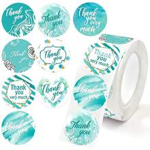 500pcs/Roll Thank You Stickers Green Thank You Order Labels Sealing Stickers Handmade/Party Gift Box/Cake Sealing Stickers 1 Inch Self-Adhesive Label Paper Suitable For Convenience Store, Supermarket, Cake Shop, Bakery, Milk Tea Shop, Coffee Shop Thank You For Your Order Stickers - one-size - View 1