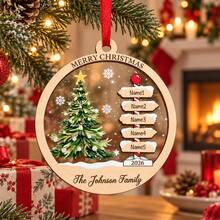 Custom 2-7 Names Round Christmas Tree Signpost Ornament, Festive Personalized Family Name Tree Decoration, Customized Wall Hanging And Holiday Party Decor, Customizable 2026 Christmas Keepsake Gift For Family And Friend, Living Room Decor, Home Decor - Style C - View 5