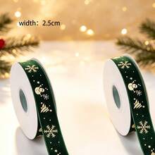 1pc/Pack 10yd/Roll Christmas Party Gift Wrapping Paper Box Bag Decoration Ribbon Webbing Flocked Tape Foil Stamped - View 15