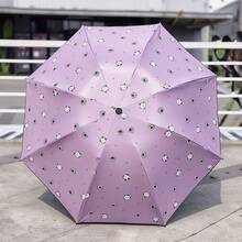 1pc Fully Automatic Dual-Use Sun And Rain Umbrella For Women, UV Protection, Sunshade, Summer Sun Umbrella, Student Black Coating Anti-UV Fresh Style Sun Umbrella, Dual-Use Sun And Rain Umbrella - A - View 6