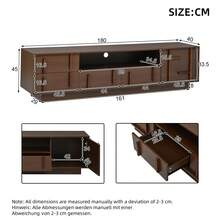 180x40x45cm MDF TV Stand, Low Cabinet, TV Unit With 4 Drawers, 1 Compartment And 2 Open Shelves, For TVs Up To 75 Inches, For Living Room - Walnut Wood Color - View 12