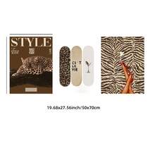 1/3pcs Frameless Brown Leopard Zebra Skateboard Y2K Wall Art Dorm Gift - Multi-color - View 10