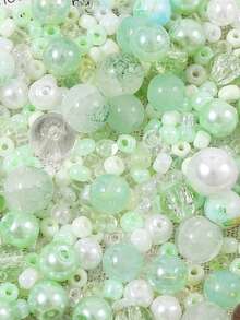beadia 100/250g 2-10mm 綠色系列混色玻璃珠，多種款式，DIY珠寶製作、項鍊與手鍊手工藝用品，適合女性 - 綠色系 - 查看 2