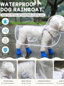 Transparent Hooded Dog Raincoat, Transparent Full Body Waterproof Pet Raincoat, Lightweight Outdoor Walking Raincoat Suitable For Small And Medium-Sized Dogs, Adjustable Edging And Fixed Hood Transparent Dog Raincoat Suitable For Daily Walking - Multicolor - View 8