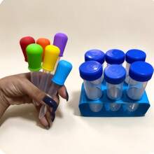 New 1 Set 6-Hole Test Tube Rack And Test Tubes, Beginner Test Tube Experiment Kit, Durable Plastic Dropper And Test Tube Set, Includes 4 Droppers, 4 Test Tubes And 1 6-Hole Test Tube Rack, Suitable For Measuring And Dispensing - A - View 11