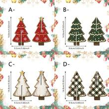 Wooden Christmas Tree Decor, 4 Styles To Choose From, Colorful Snowflake Christmas Tree Holiday Tabletop Atmosphere Decoration, Christmas Holiday Party Decor, Perfect For Window Sill, Fireplace Mantel, Living Room Coffee Table, Dining Room Table - A - View 5