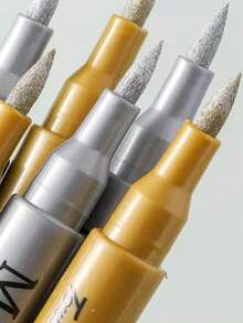 2pcs Gold & Silver Metallic Paint Pens, Suitable For DIY Painting/Doodling/Handcrafts/Scrapbooking/Sign Making On Black Cardstock, Acrylic Pens, Back To School Essentials - Sets - View 5