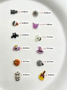 Autumn Halloween Series Cartoon Resin Nail Art Charms, Styles Include Pumpkin Head, Ghost Candy, Witch Magic Hat, Randomly Assorted, Random Colors, Total Quantity 100pcs/50pcs, DIY Wearable Nail Accessories For Girls - Multicolor - View 4