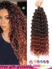 Bohemian Curly Crochet Hair 18/24 Inch 3 Packs, Water Wave Synthetic Crochet Braids Hair Extensions, Free Crochet Needle & Hair Rings, Halloween Party Hairstyle - Multicolor - View 11