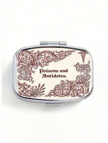 Portable Mini Pill Box, Single Piece, 2D Flat Print, 2-Compartment, Vintage Floral & Botanical Pattern, Sealed Moisture-Proof, Capsule & Vitamin Storage Box, Pocket-Sized Travel Pill Box, Box Only - Multicolor - View 13