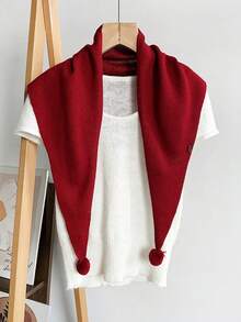 1 PC Women Pure Wool Knit Triangle Scarf, Solid Color Multi‑Way Wear Warm Neck Wrap Shawl, Minimalist Fall Winter Layering Accessory - Multi-color 7 - View 25