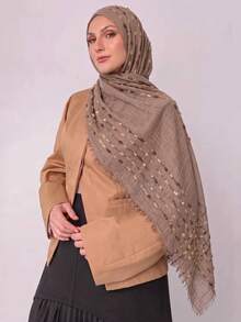 1pc Fashion Long Distressed Line Pattern Scarf With Four-Sided Short Fringe, Breathable Outdoor Women's Headscarf, Shawl, Daily Wear Accessory, Birthday Gift - Multicolor - View 17