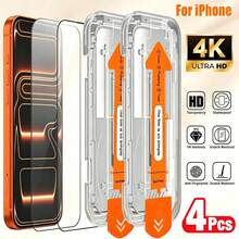 XINHONGYU 4pcs High Definition Tempered Glass Screen Protector, Compatible With IPhone DUO/18/18 Pro/18 Pro Max/17/17Air/17Pro/17Pro Max/16/16E/16Pro/16Plus/16Pro Max/15Pro/14Plus/13/12Mini/11/X/XR/XS Max, Auto Dust Removal, Easy Installation, Full Coverage, Scratch Resistant, Waterproof - Clear - View 44