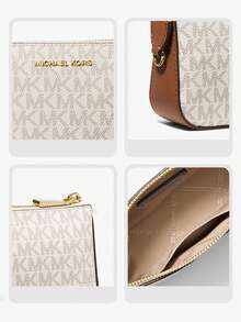 Michael Kors Jet Set 中號簽名 Logo 女款單肩包，優雅休閒拉鍊方型手拿包錢包，附金屬鏈條，晚宴/派對包 - 米棕色 - 查看 5