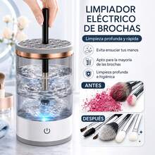 Electric Makeup Brush Cleaner With Transparent Container, One-Button Operation, Two Modes (Fully Automatic And Semi-Automatic), Deep And Fast Cleaning, Suitable For Small, Medium, And Large Makeup Brushes. - White - View 8