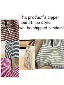 Striped Print Fabric Pill Bag, Portable First Aid Storage Pouch For Travel, Outdoor, Dorm And Home Daily Use, Compact Pill Organizer - Multicolor - View 8