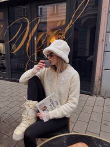 Women's Lace Collar Knit Cardigan, Round Neck Front Button Sweater Jacket, Suitable For Thanksgiving And Christmas Outfits - White - View 2
