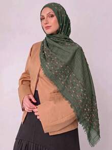 1pc Fashion Long Distressed Line Pattern Scarf With Four-Sided Short Fringe, Breathable Outdoor Women's Headscarf, Shawl, Daily Wear Accessory, Birthday Gift - Multicolor - View 18