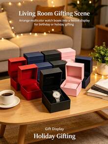 1/6/12pcs Classic Gift Box, Premium Watch Box, High-Quality Luxury Watch Storage Box With Sponge Padding, Multi-Layer Bracelet Storage Box, High-End Durable Gift Packaging Box, Suitable For Electronic Watches - Multicolor - View 2