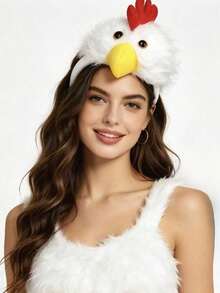 5pcs-Set/4/2 Halloween Animal Headband Rooster Headband Set White Feather Chicken Headband Costume Props For Halloween Party Costume - Multicolor - View 7