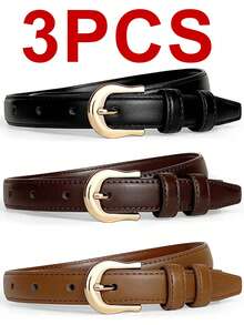 3pcs/2pcs/1pc Minimalist Multi-Functional Women's Belt, Simple Fashion Buckle Versatile Jeans Belt, All-Season Decorative Waist Belt - Multicolor - View 16