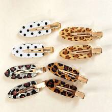 8pcs Women's Acetate Minimalist Versatile Elegant Coffee Brown Leopard Print Seamless Alligator Hair Clips, Vintage Fashion Side Bangs Hair Fixing Straight Seamless Clips, Suitable For Daily Use - Multicolor - View 4