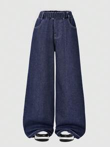 Boys' Fashion Denim Jeans, New Spring/Autumn Loose Casual Straight-Leg Pants - Blue - View 2