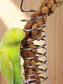 3pcs 15cm Stainless Steel Hanging Rotating Bird Food Holder - Durable Cage Accessory For Parrots And Small Birds, Fruit And Vegetable Holder, Bird Cage Accessory, Circle Design, Easy To Place Food And Other Items - A+B - View 1