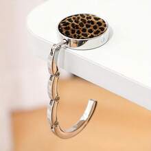 2D Leopard Print Black & White Geometric Zinc Alloy Wallet Hook, Casual Style Folding Handbag Hook, Portable Desktop Bag Holder, Suitable For Home And Retail Use - Multicolor - View 5