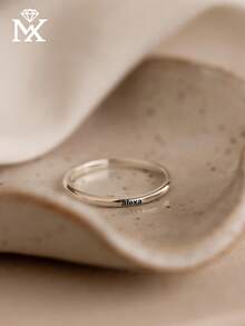 1pc Customized Thin Ring, Laser Engraved With Your Name - Perfect Valentine's Day Jewelry Gift For Her - Multicolor - View 7