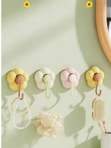 Flower Suction Cup Hook, No-Drill Adhesive Hook, Strong Vacuum Suction Hook For Kitchen, Living Room, Bathroom, Removable - Multicolor - View 1