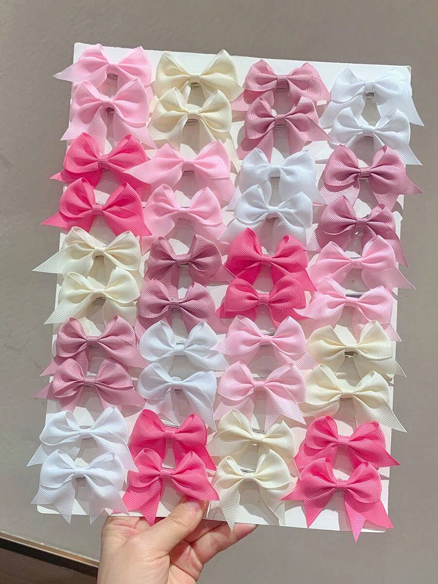 10pcs Pink 3D Bow Hair Clips, Solid Color Swallowtail Hair Clips, Sweet ...