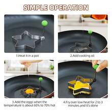 1/5pcs Stainless Steel Fried Egg Mold,Heart Star Flower Round Cartoon Shape Egg Ring,Non-Stick Pancake Ring Cooking Tool For Breakfast Bento Picnic Party Birthday Kitchen Gadget - Green - View 4