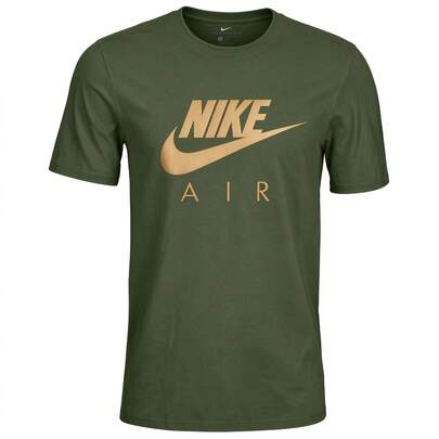 Nike Air Men's Classic Logo Print Crew Neck Short Sleeve T-Shirt Military Casual Retro Street Tee