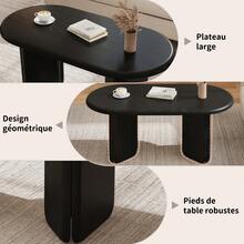 Black Oval MDF Coffee Table, 99*50*40 Cm Living Room Table, Stable Coffee Table With Decorative Legs, Load Capacity Up To 40 Kg, Modern Coffee Table For Living Room And Lounge - Black - View 4