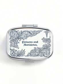 Portable Mini Pill Box, Single Piece, 2D Flat Print, 2-Compartment, Vintage Floral & Botanical Pattern, Sealed Moisture-Proof, Capsule & Vitamin Storage Box, Pocket-Sized Travel Pill Box, Box Only - Multicolor - View 14