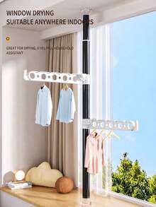 NEW Standing Clothes Hanger, Storage Rack, Clothes Hanger, Telescopic Rod Without Punch, Balcony Standing Clothes Hanger For Bedroom - No-drill Drying Rack - View 2