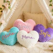 MerexSync Personalized Heart-Shaped Pillow With Customized Name Design, Pajama Party Cushion For Room Decor, Teacher Birthday Gift - Multicolor - View 11